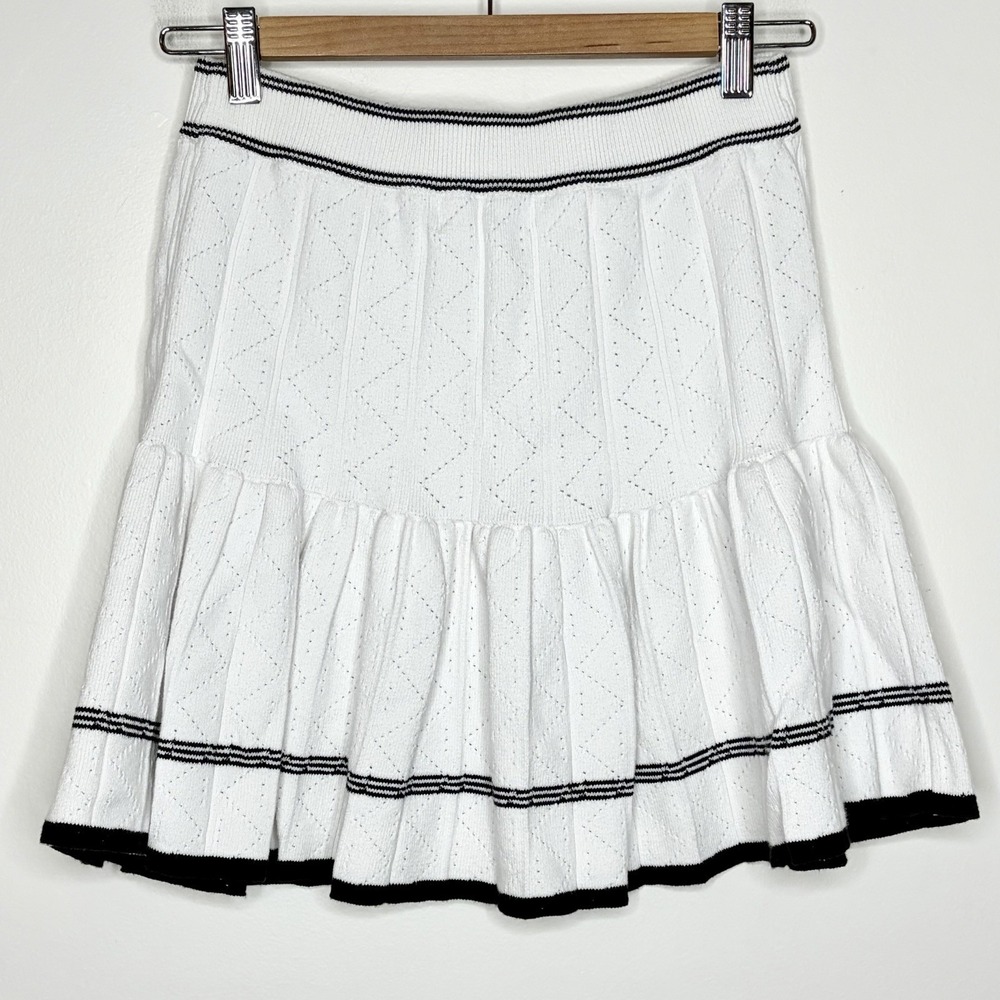 Pointelle Knit Pleated Tennis Skirt White Womens M Preppy Academia Collegiate - Picture 5 of 5